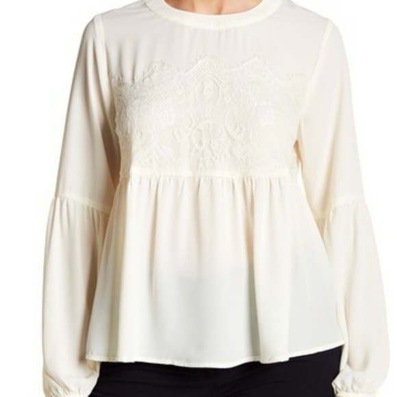 Halogen Tops - HALOGEN Lace Panel Peplum Blouse
